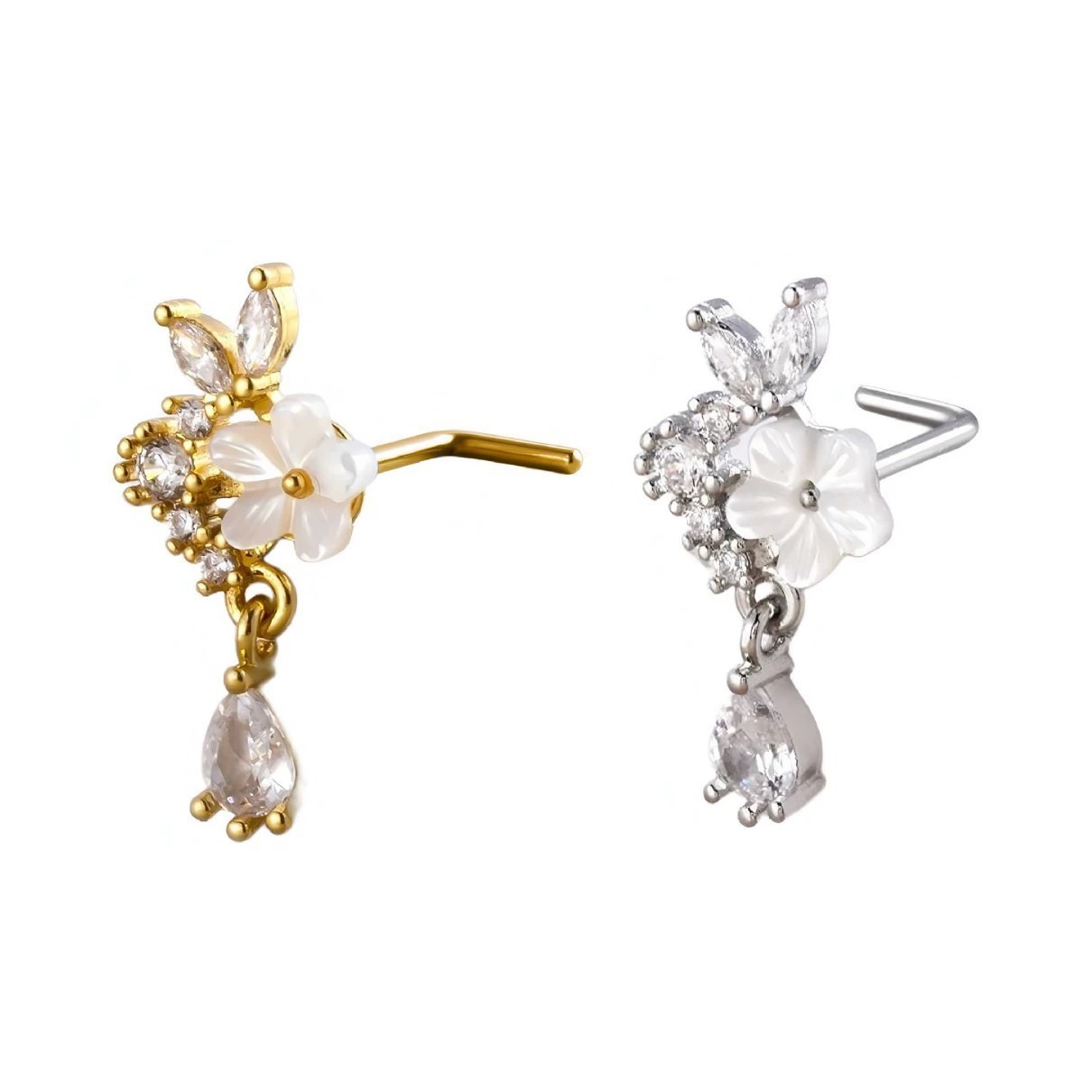 Gold Flower Nose Ring with Dan - огляд і ціна Body Jewelry Surgical Steel