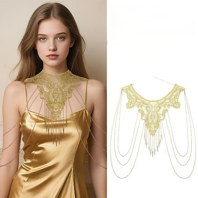Gold Lace Trim Multi-Layer Fas - огляд і ціна Body Jewelry Necklace