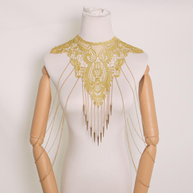 Gold Lace Trim Multi-Layer Fas - огляд і ціна Body Jewelry Necklace