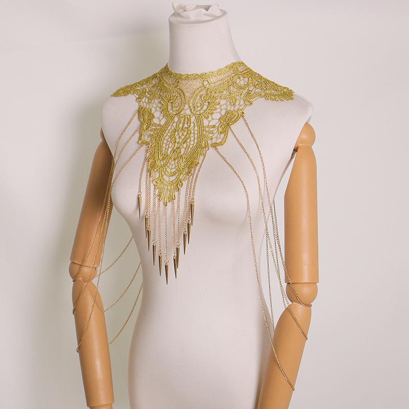 Gold Lace Trim Multi-Layer Fas - огляд і ціна Body Jewelry Necklace