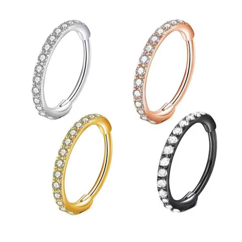 16G Clear CZ Nose Ring Hoop 31 - огляд і ціна Body Jewelry Surgical Steel