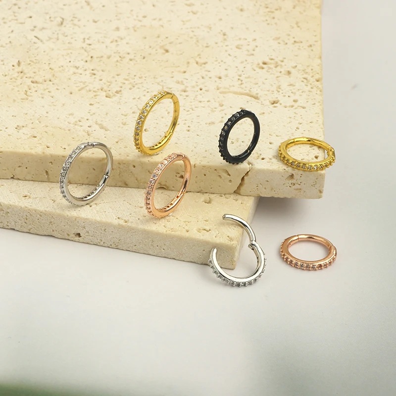 16G Clear CZ Nose Ring Hoop 31 - огляд і ціна Body Jewelry Surgical Steel