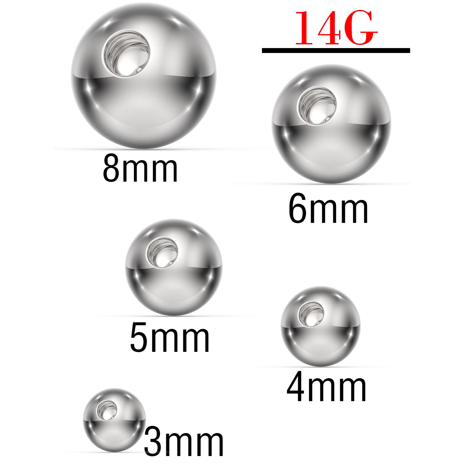 14G 3mm 4mm 5mm 6mm 8mm Extern - огляд і ціна Body Jewelry Replacement Ball