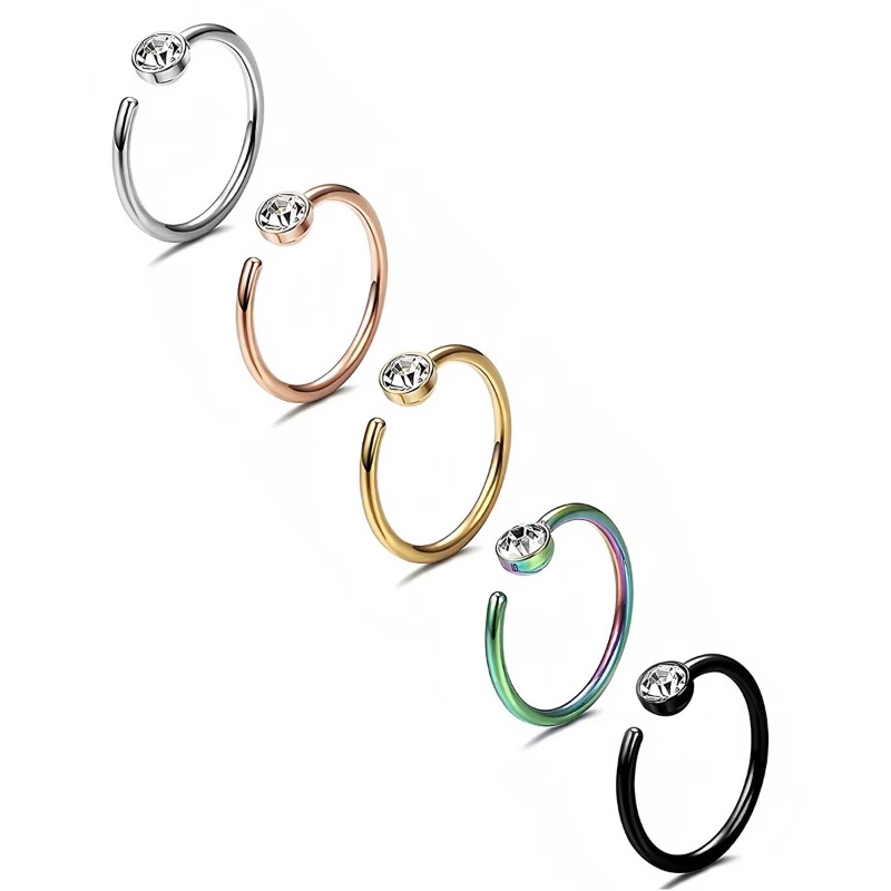 5pcs 18G Nose Rings C-Shaped N - огляд і ціна Body Jewelry Surgical Steel