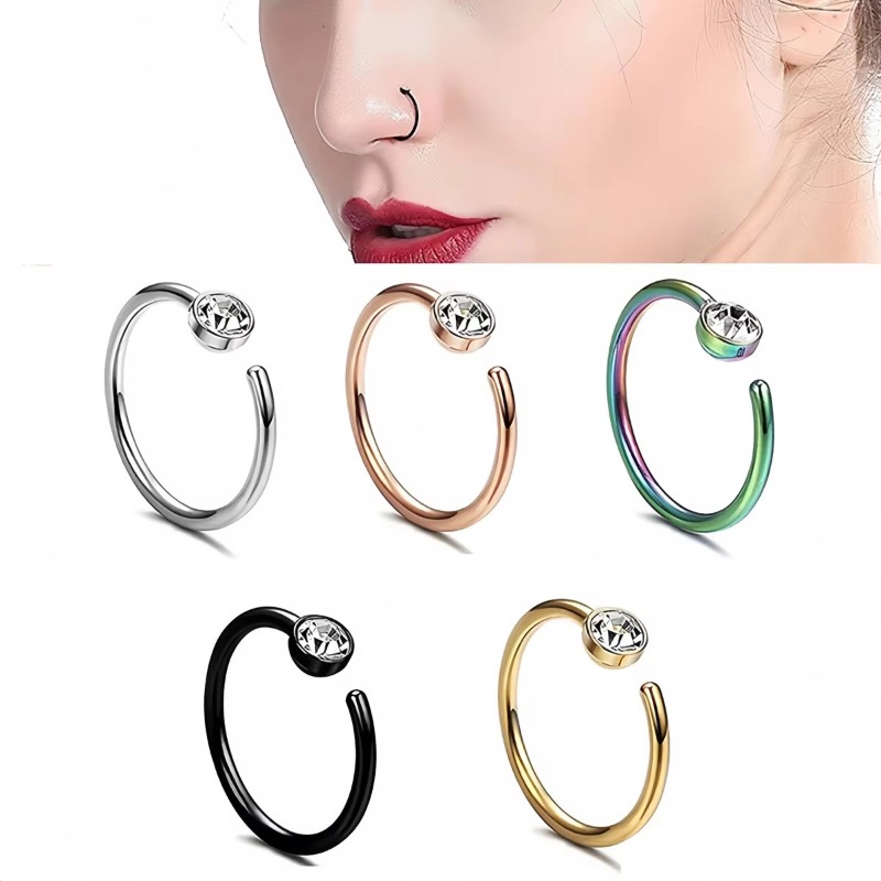 5pcs 18G Nose Rings C-Shaped N - огляд і ціна Body Jewelry Surgical Steel