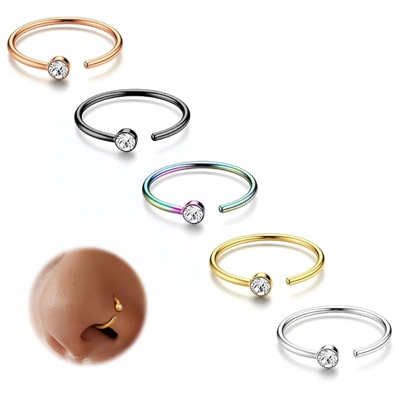 5pcs 18G Nose Rings C-Shaped N - огляд і ціна Body Jewelry Surgical Steel