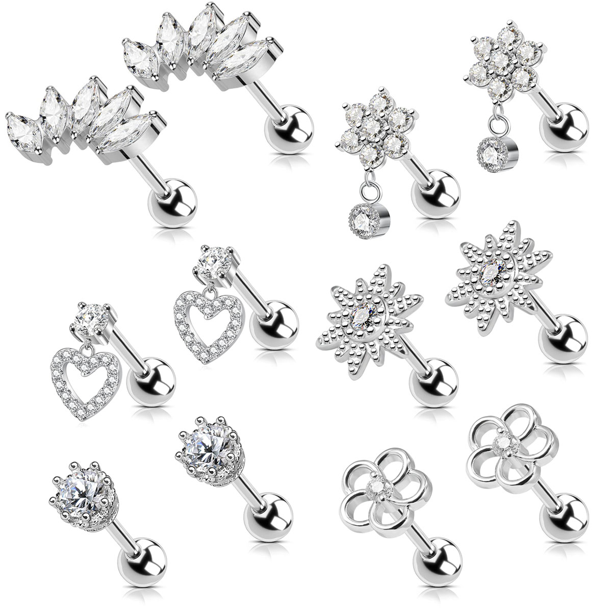 2pcs Cartilage Earrings Stud F - огляд і ціна Body Jewelry Surgical Steel