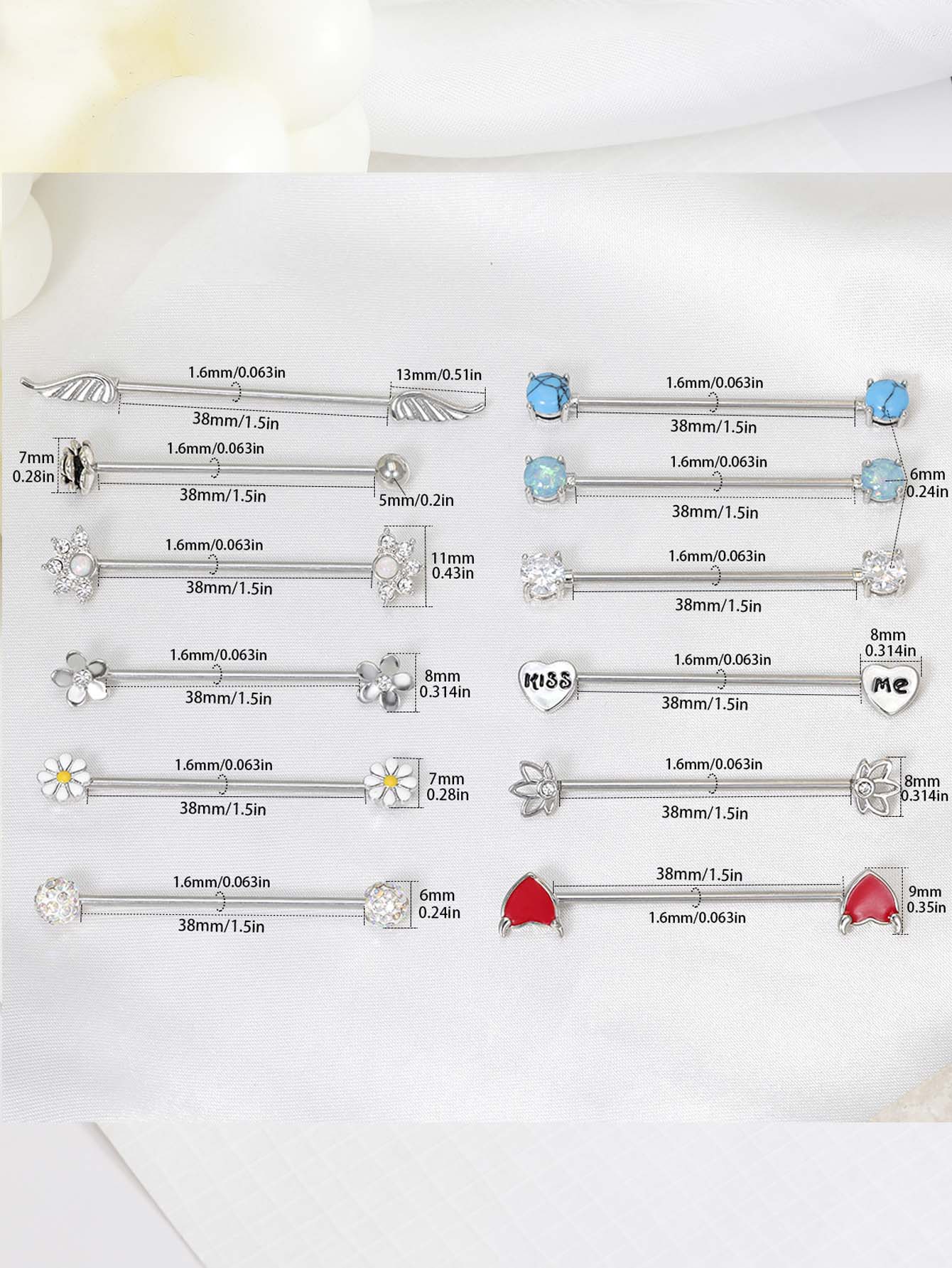 16G Arrows Hearts Industrial B - огляд і ціна Body Jewelry Surgical Steel