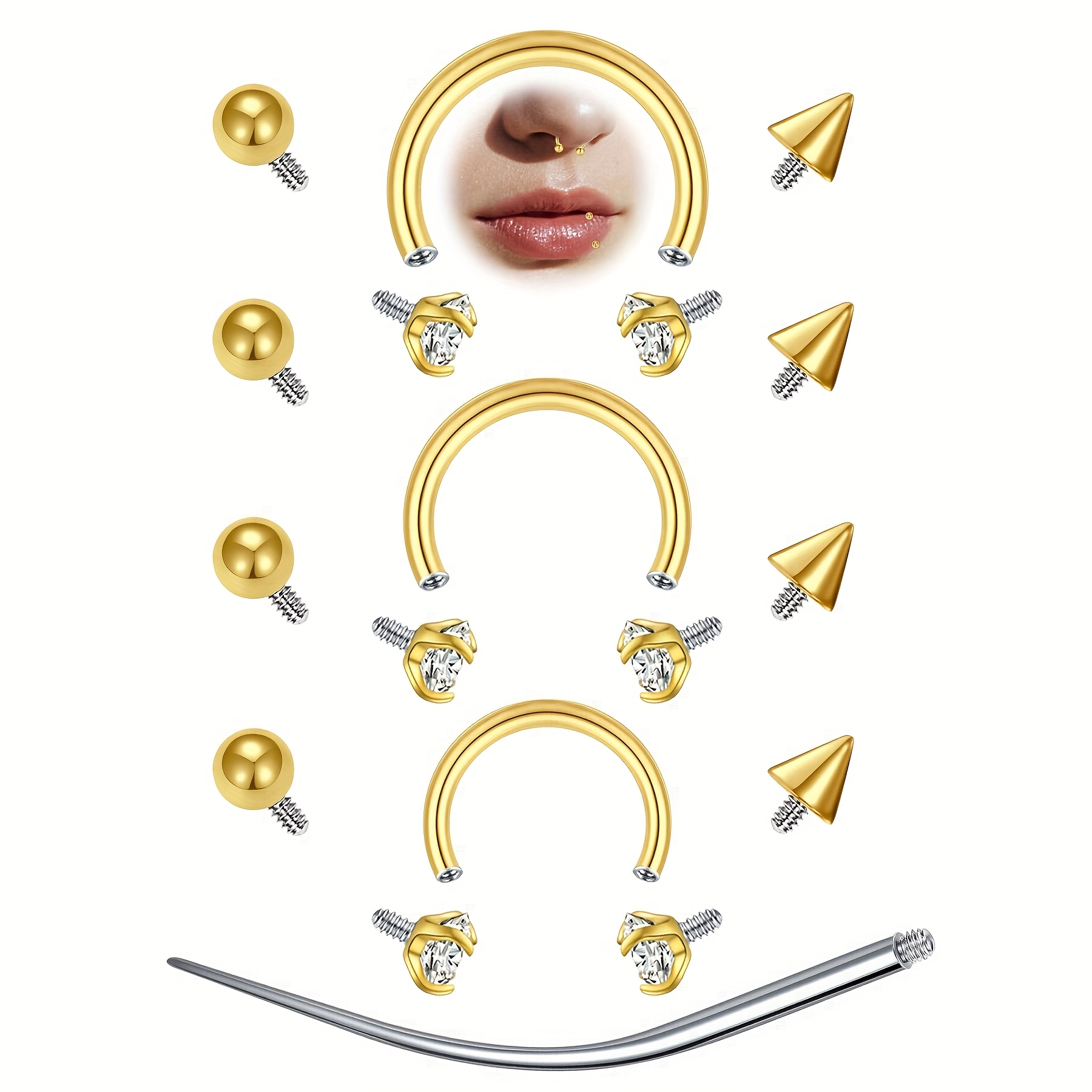 12pcs 16G Horseshoe Septum Rin - огляд і ціна Body Jewelry Replacement Ball