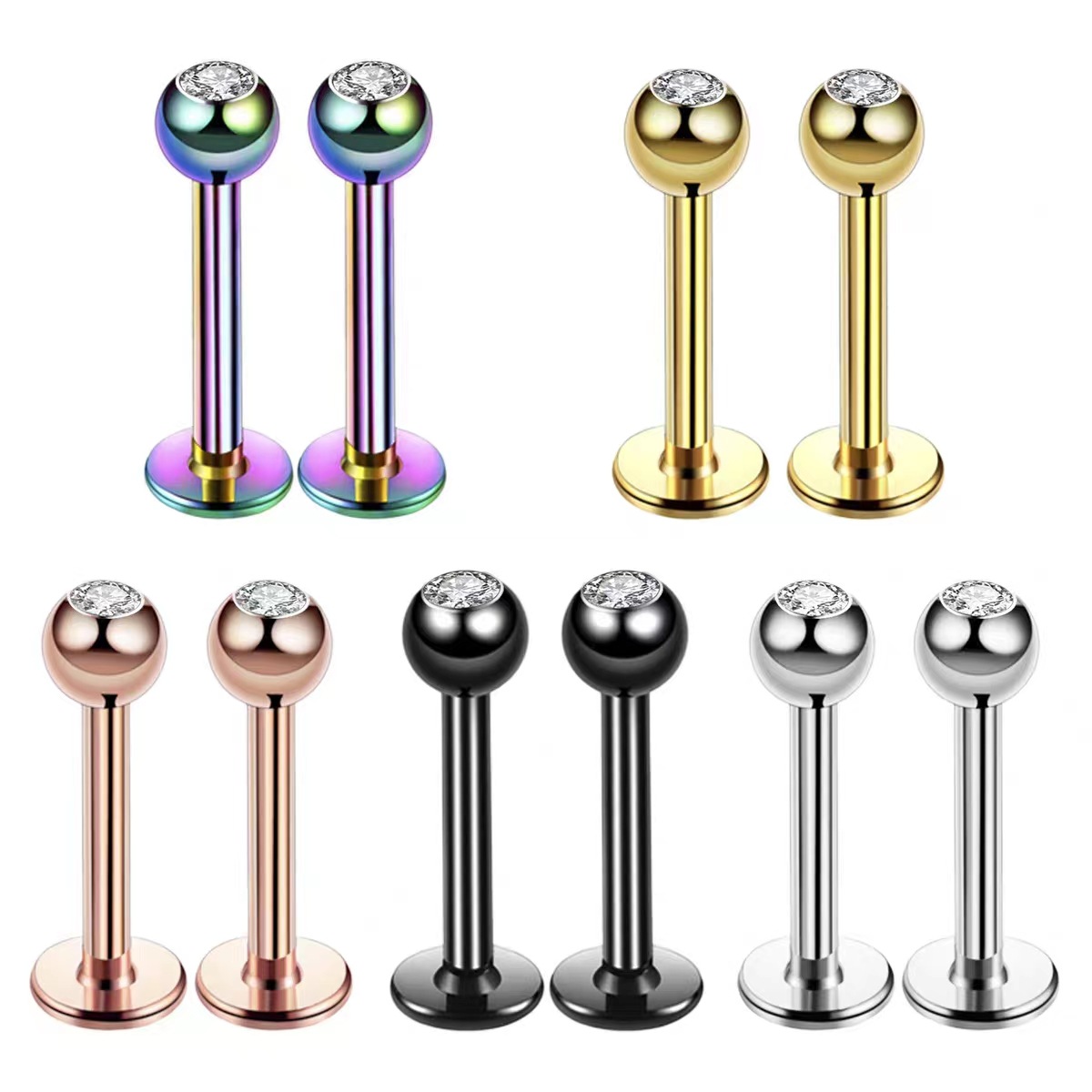 16G Surgical Steel Ball Top CZ - огляд і ціна Body Jewelry Surgical Steel