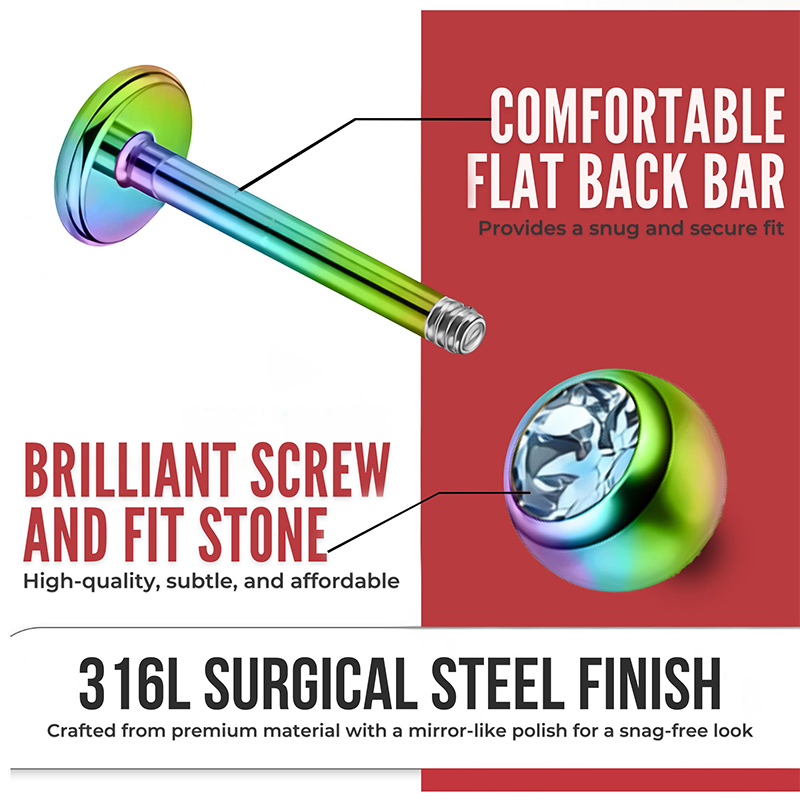 16G Surgical Steel Ball Top CZ - огляд і ціна Body Jewelry Surgical Steel