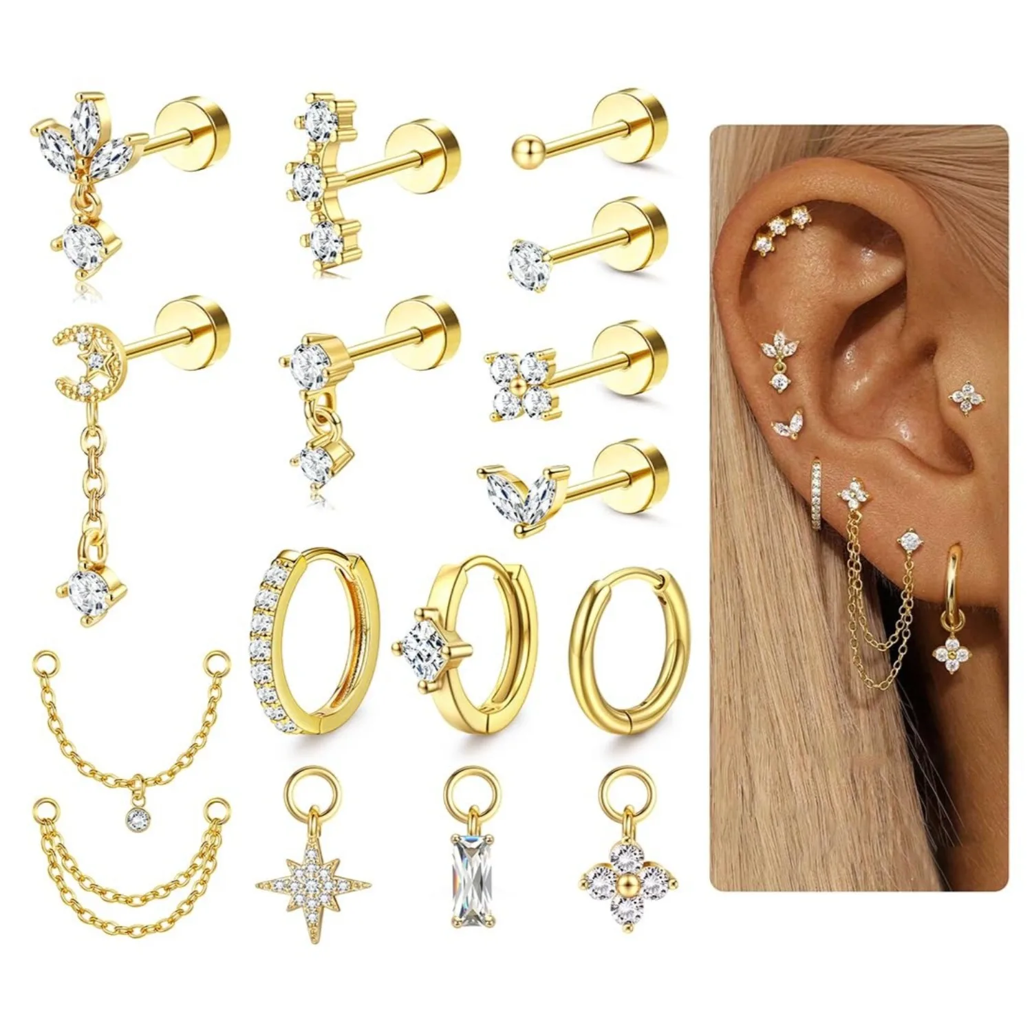 16 Gauge Cartilage Earrings fo - огляд і ціна Body Jewelry Surgical Steel